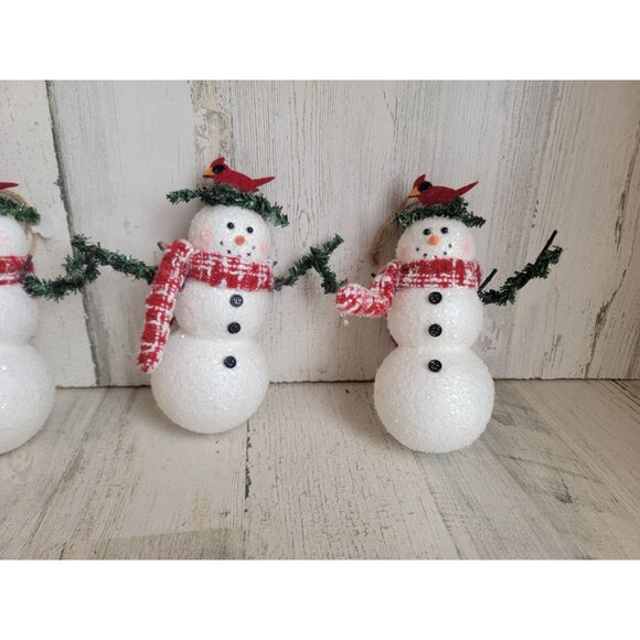 Snowman cardinal bird nest ornament Xmas set - Picture 5 of 7